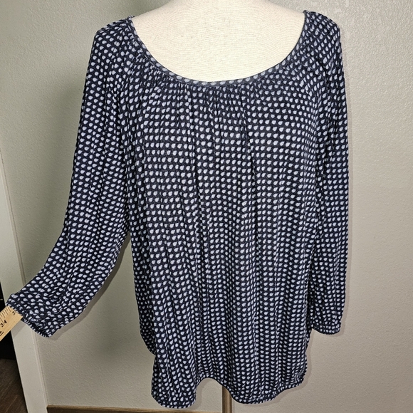 Michael Kors 100% Viscose Casual Scoop Neck Blouse Print top Micro Paisley XL - Picture 2 of 11